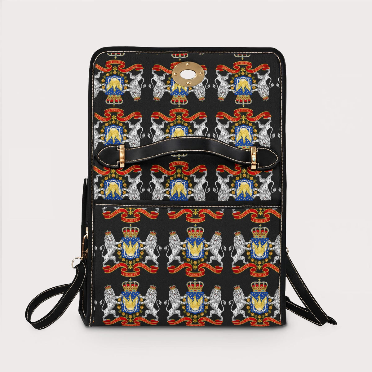 Canvas Handbag with Haitian Royal Crest Pattern, Waterproof Canvas Bag - InervoX