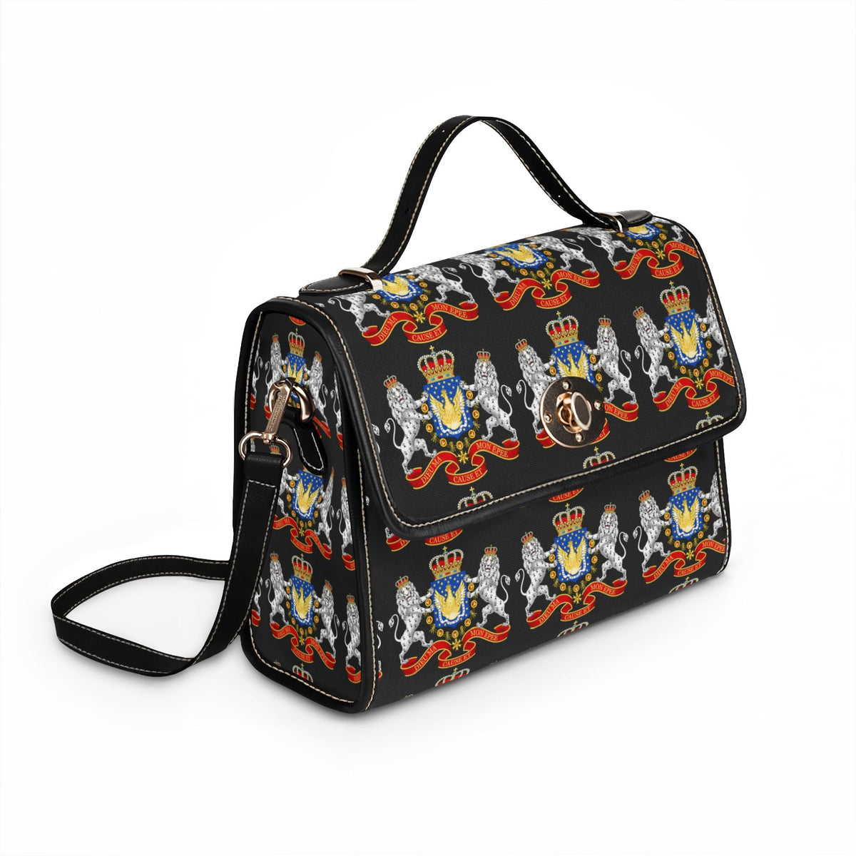 Canvas Handbag with Haitian Royal Crest Pattern, Waterproof Canvas Bag - InervoX