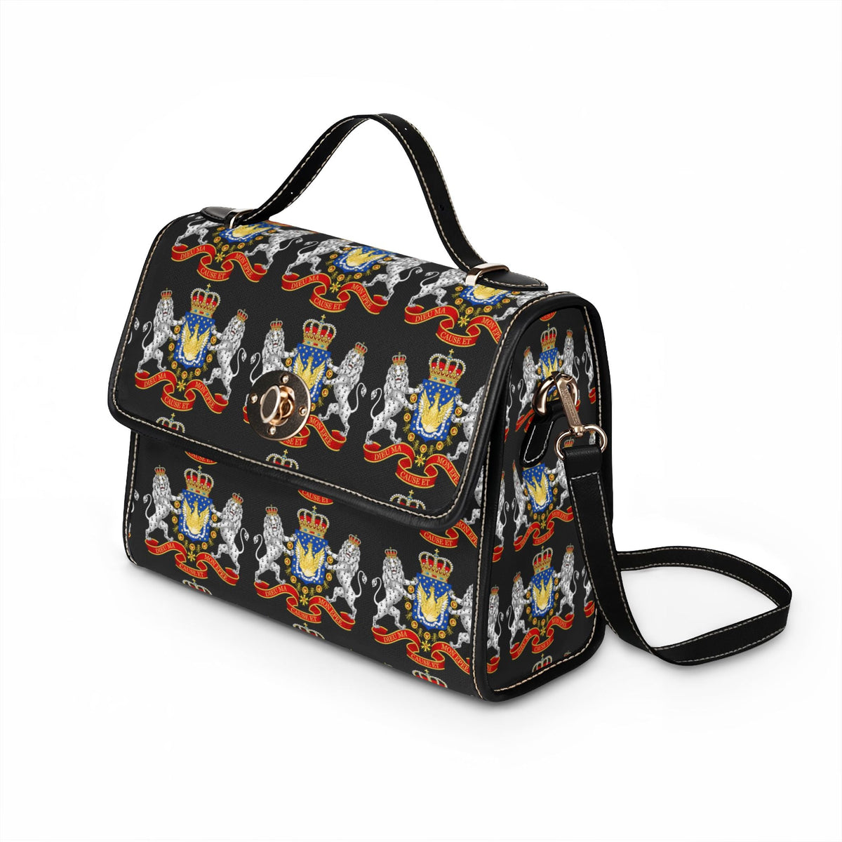 Canvas Handbag with Haitian Royal Crest Pattern, Waterproof Canvas Bag - InervoX