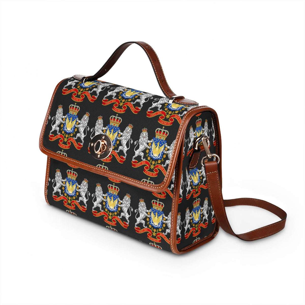 Canvas Handbag with Haitian Royal Crest Pattern, Waterproof Canvas Bag - InervoX