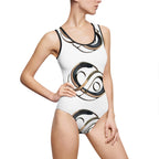 Chic Women's Classic One-Piece Swimsuit - Retro Infinity Design - InervoX