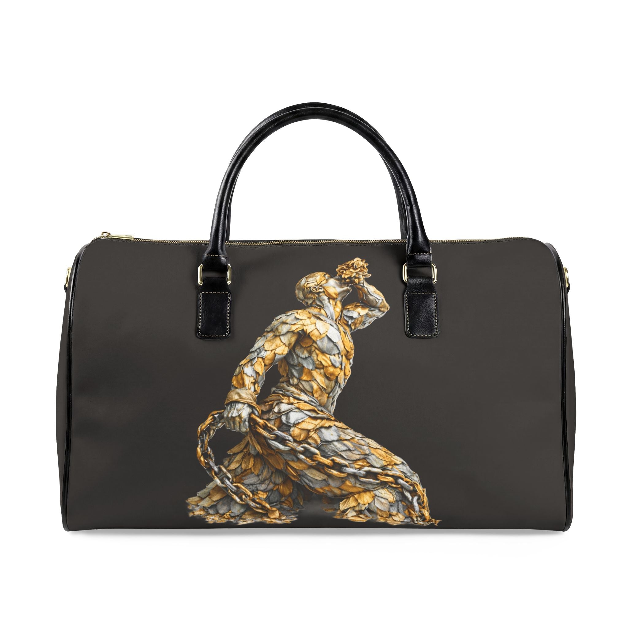 Chilli Red Leather Travel Bag - Neg Marron with Blue and Yellow Accents - InervoX