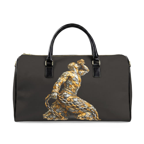 Chilli Red Leather Travel Bag - Neg Marron with Blue and Yellow Accents - InervoX