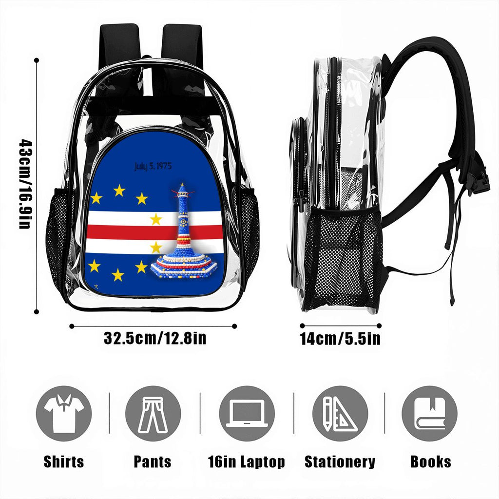 Clear Backpack with Mesh Pocket Cap verde Flag monument - InervoX