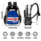 Clear Backpack with Mesh Pocket Cap verde Flag monument - InervoX
