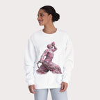 Crewneck Sweatshirt - Unisex Design Pink and Silver Neg marron - InervoX