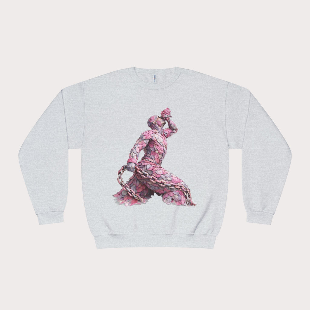 Crewneck Sweatshirt - Unisex Design Pink and Silver Neg marron - InervoX