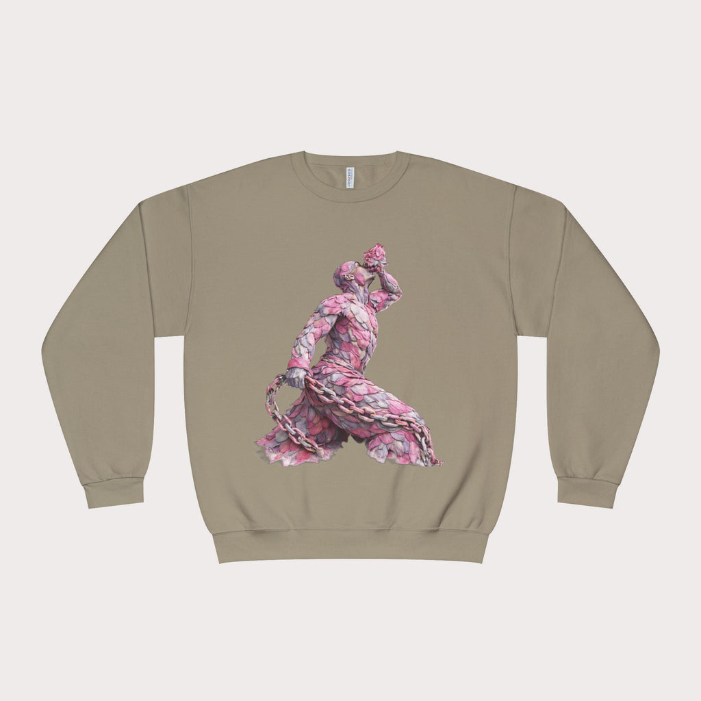 Crewneck Sweatshirt - Unisex Design Pink and Silver Neg marron - InervoX