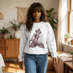 Crewneck Sweatshirt - Unisex Design Pink and Silver Neg marron - InervoX