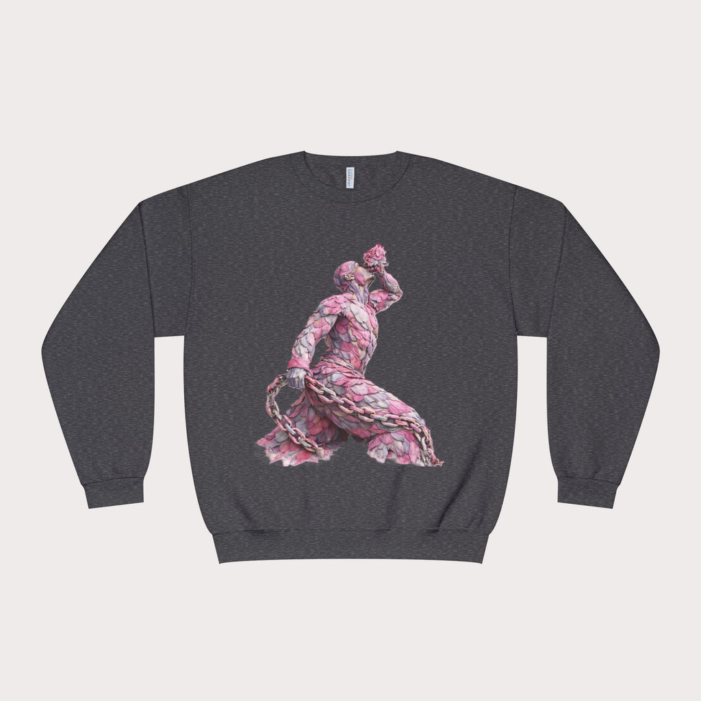 Crewneck Sweatshirt - Unisex Design Pink and Silver Neg marron - InervoX