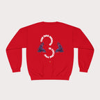 Crewneck Sweatshirt - Unisex Design Red/Blue Feathers - InervoX