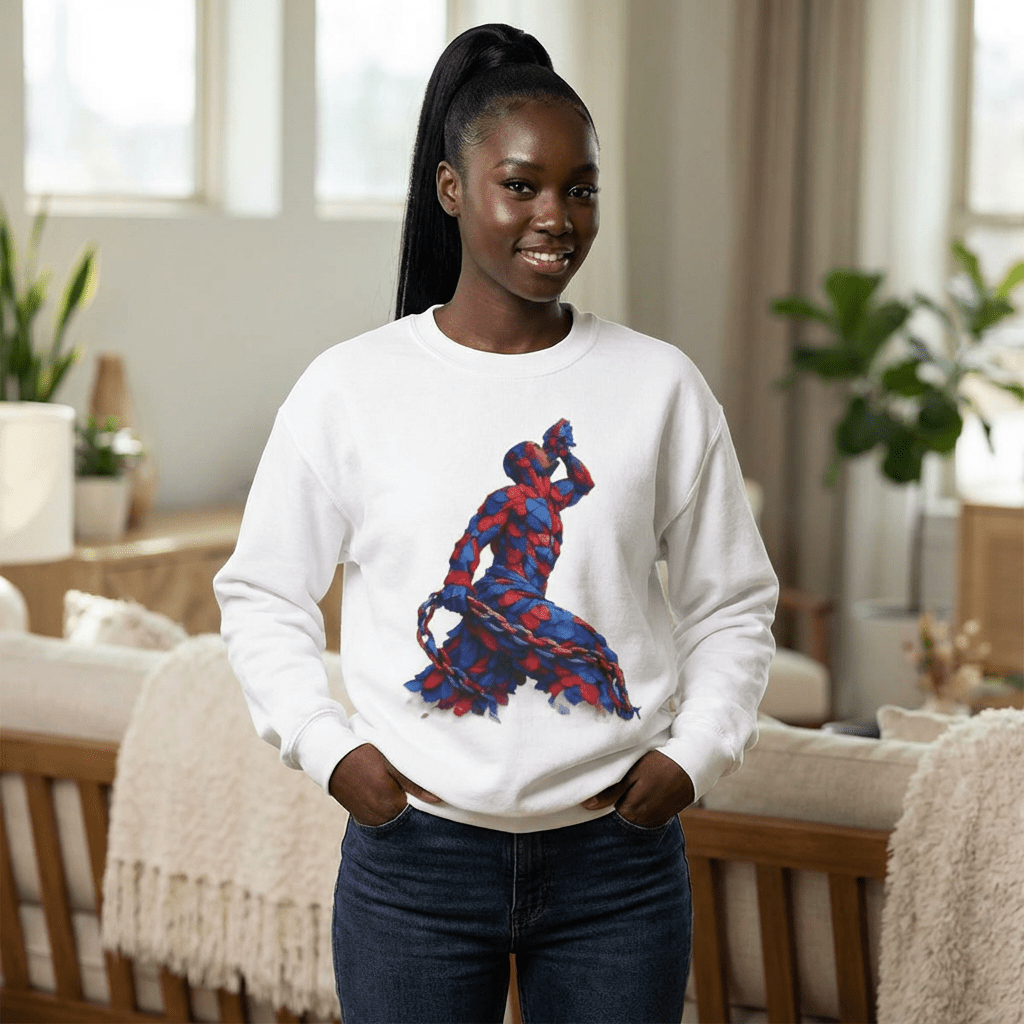 Crewneck Sweatshirt - Unisex Design Red/Blue Feathers - InervoX