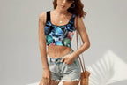 Cropped Women's Tank Top- Flower Print - InervoX