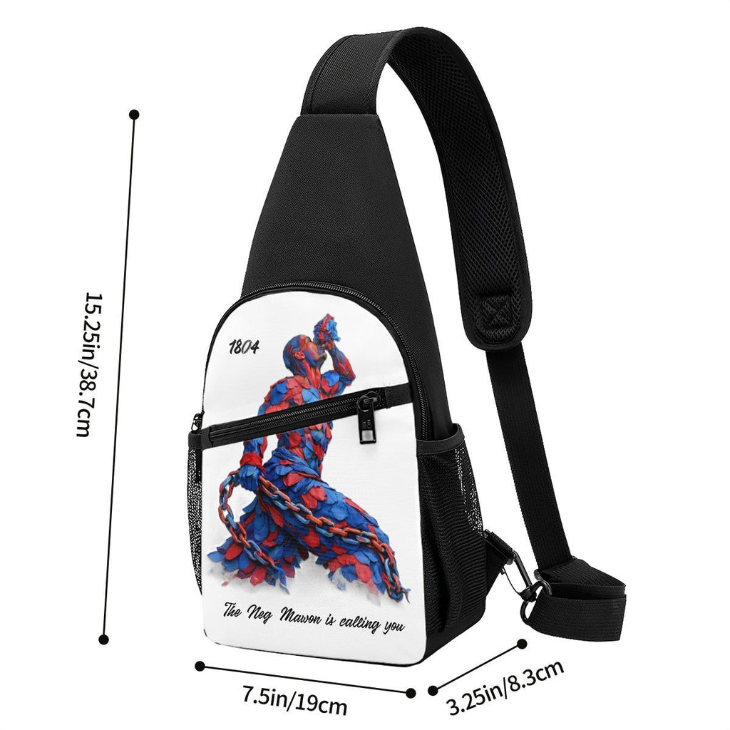 Crossbody Fanny Pack Chest Bag Neg Mawon calling Bleu- red petals - InervoX