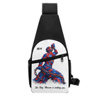 Crossbody Fanny Pack Chest Bag Neg Mawon calling Bleu- red petals - InervoX