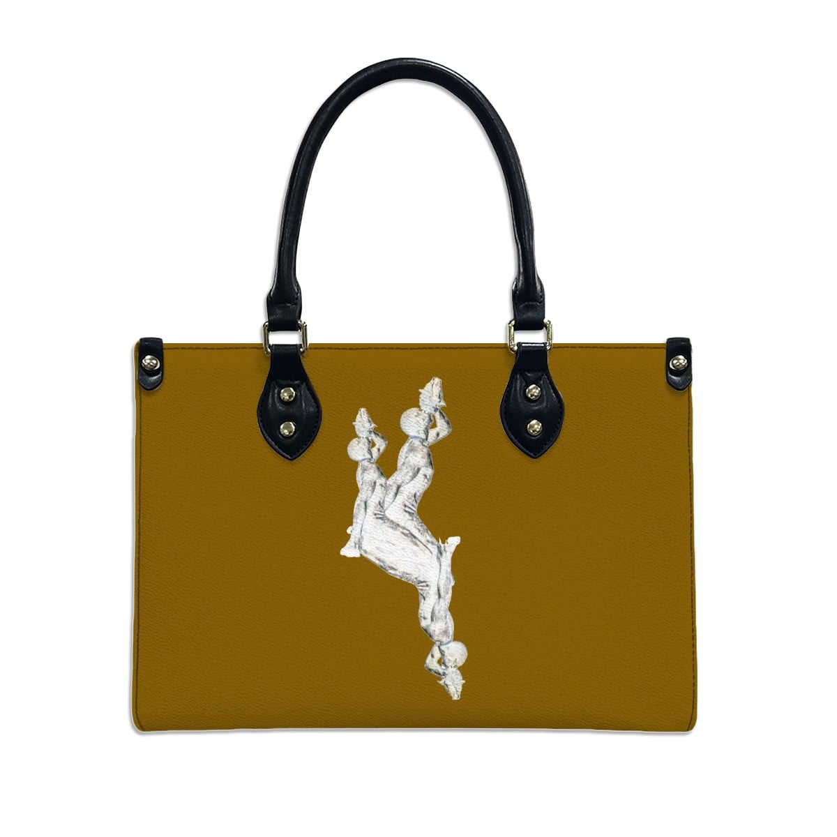 PU Tote Bag for Women with Artistic Neg Marron