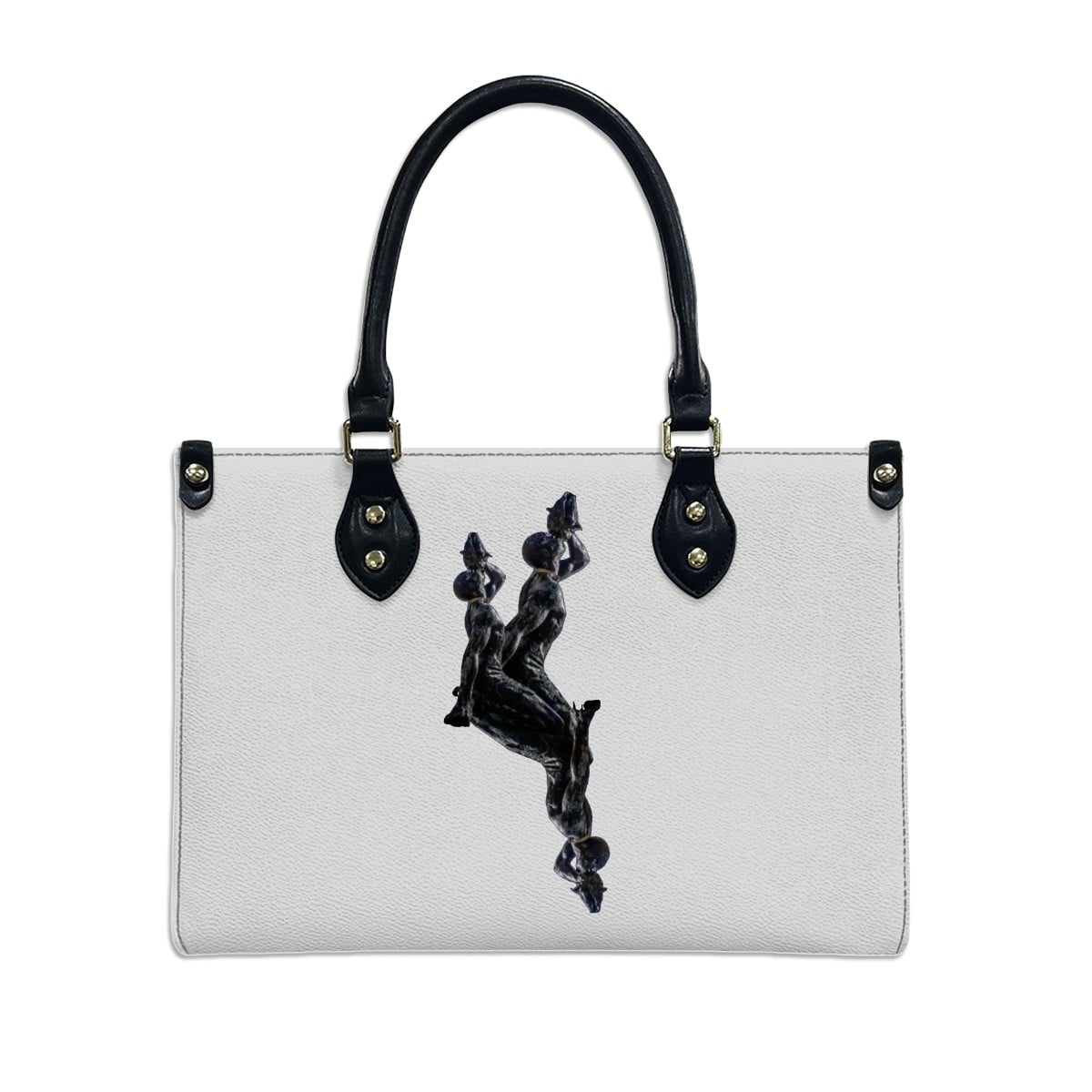 PU Tote Bag for Women with Artistic Neg Marron