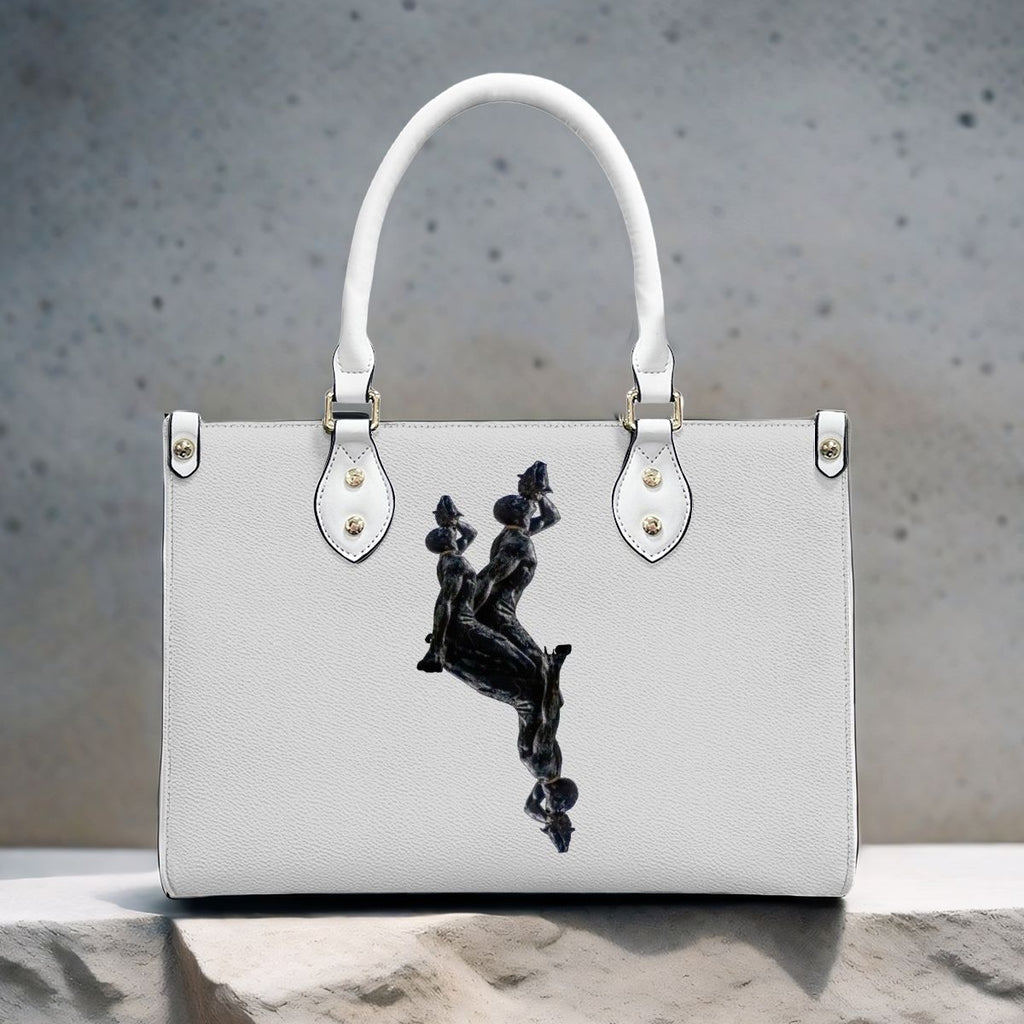 PU Tote Bag for Women with Artistic Neg Marron