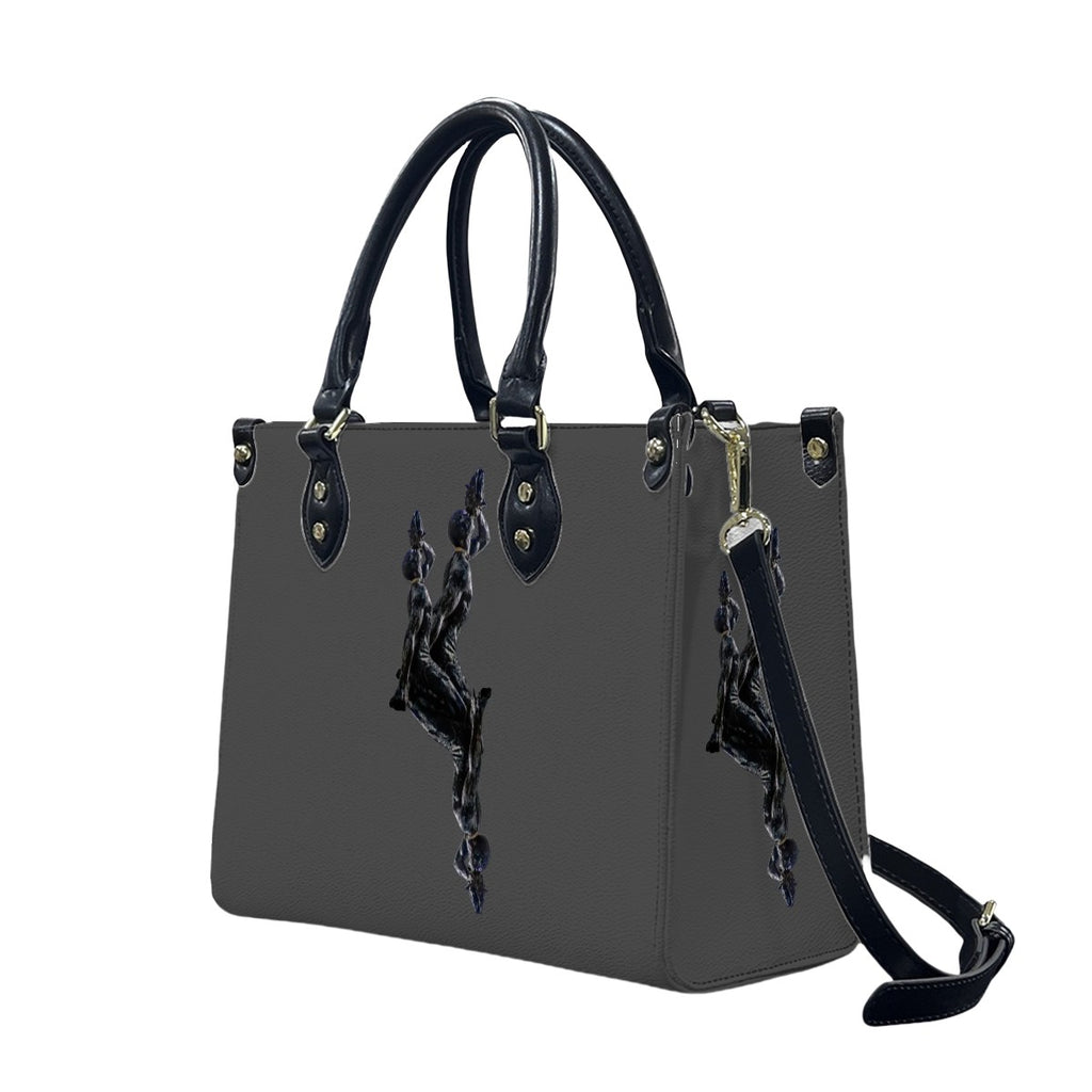 PU Tote Bag for Women with Artistic Neg Marron
