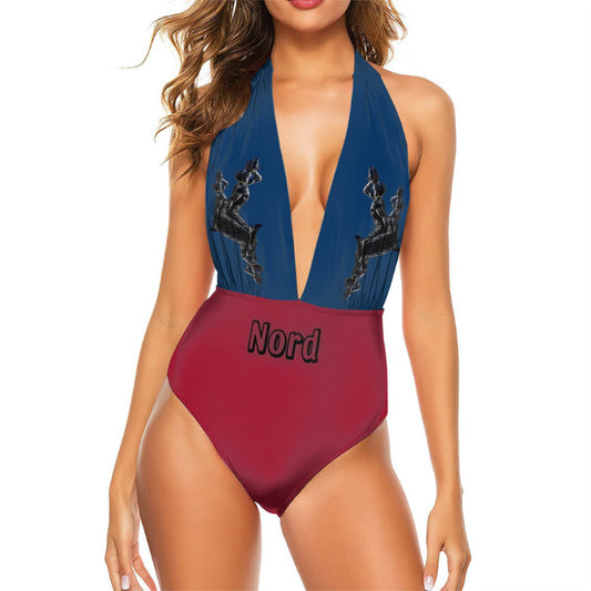 Deep V One Piece Swimsuit for Women - InervoX Edition 1 Neg Maroon - Personalised - InervoX