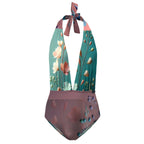 Deep V One Piece Swimsuit for Women- InervoX Edition Flower Design - InervoX