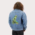 Denim Jacket - 3D Abstract Artwork Back Print Green & Yellow Neg Mawon - InervoX