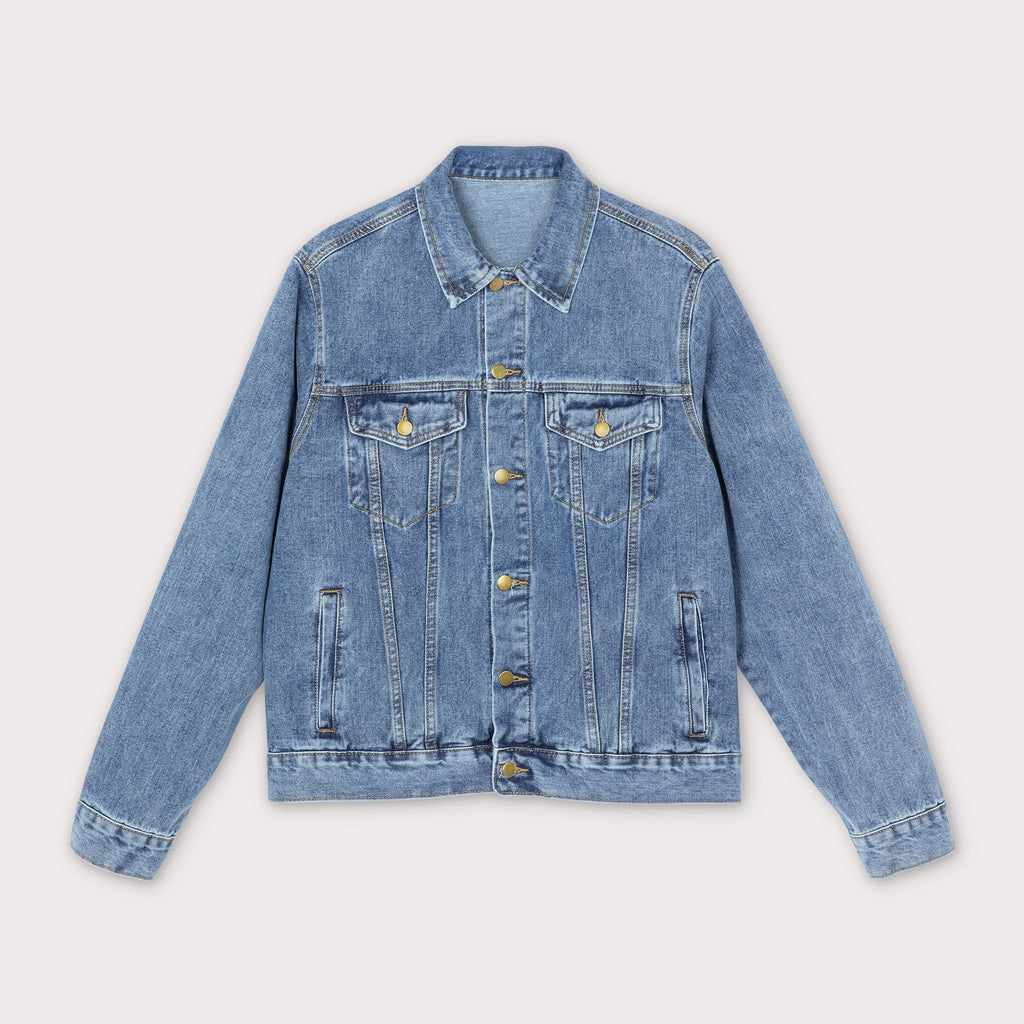 Denim Jacket - 3D Abstract Artwork Back Print Green & Yellow Neg Mawon - InervoX