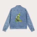 Denim Jacket - 3D Abstract Artwork Back Print Green & Yellow Neg Mawon - InervoX