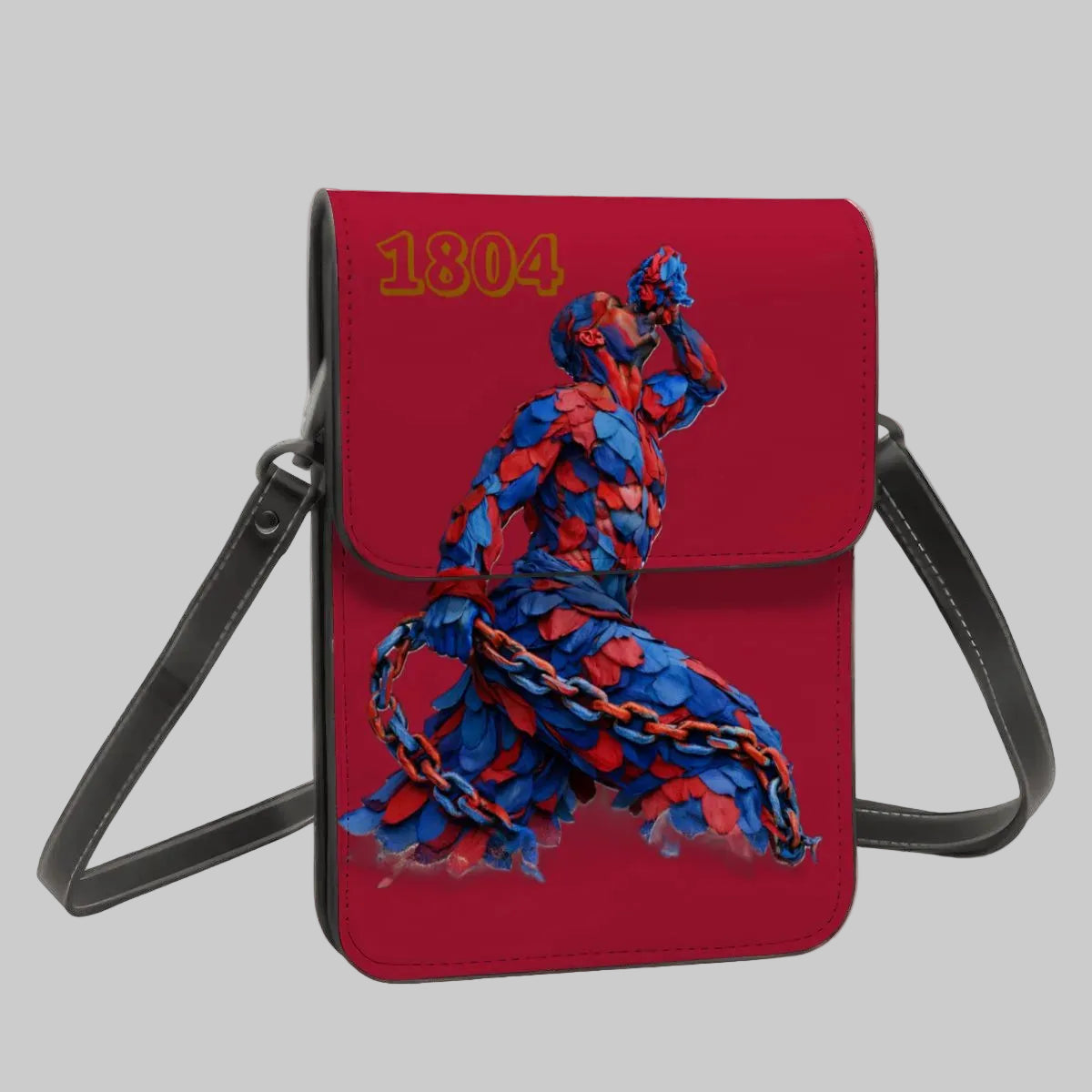Leather Cell Phone Purse With Shoulder- Red & Blue Neg Mawon The calling