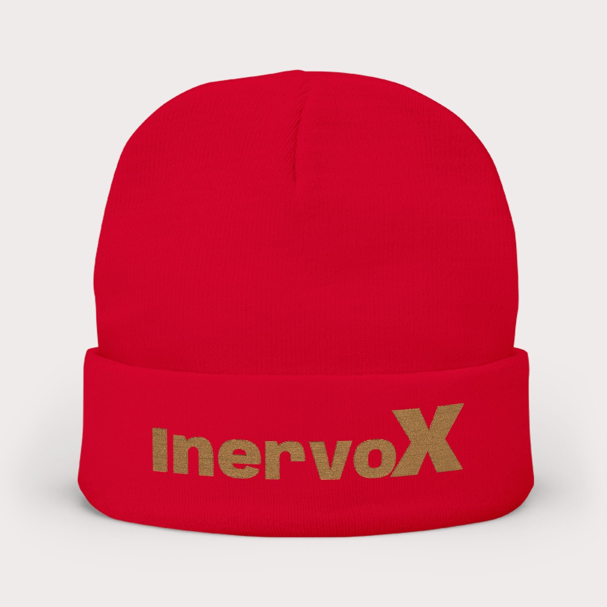 Embroidered Knit Beanie- InervoX Gold Sparkle Logo - InervoX