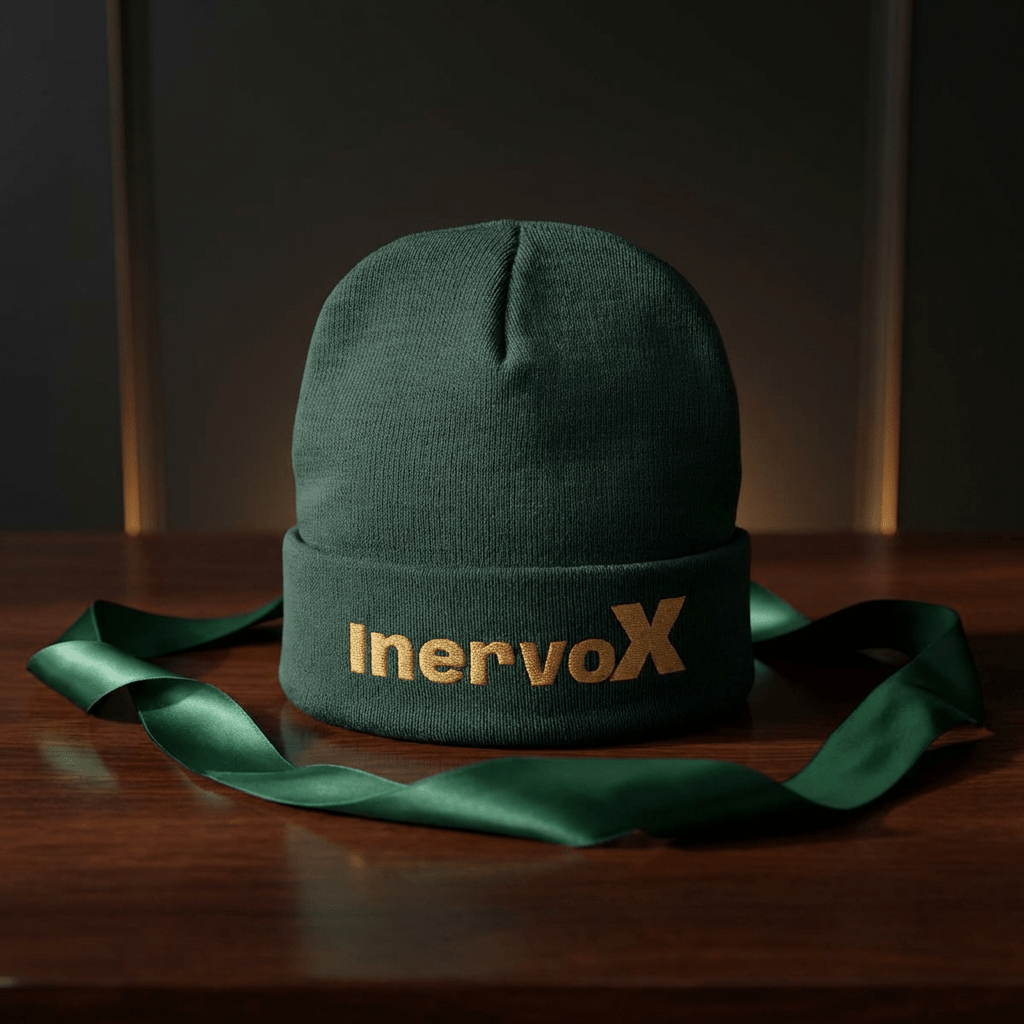 Embroidered Knit Beanie- InervoX Gold Sparkle Logo - InervoX
