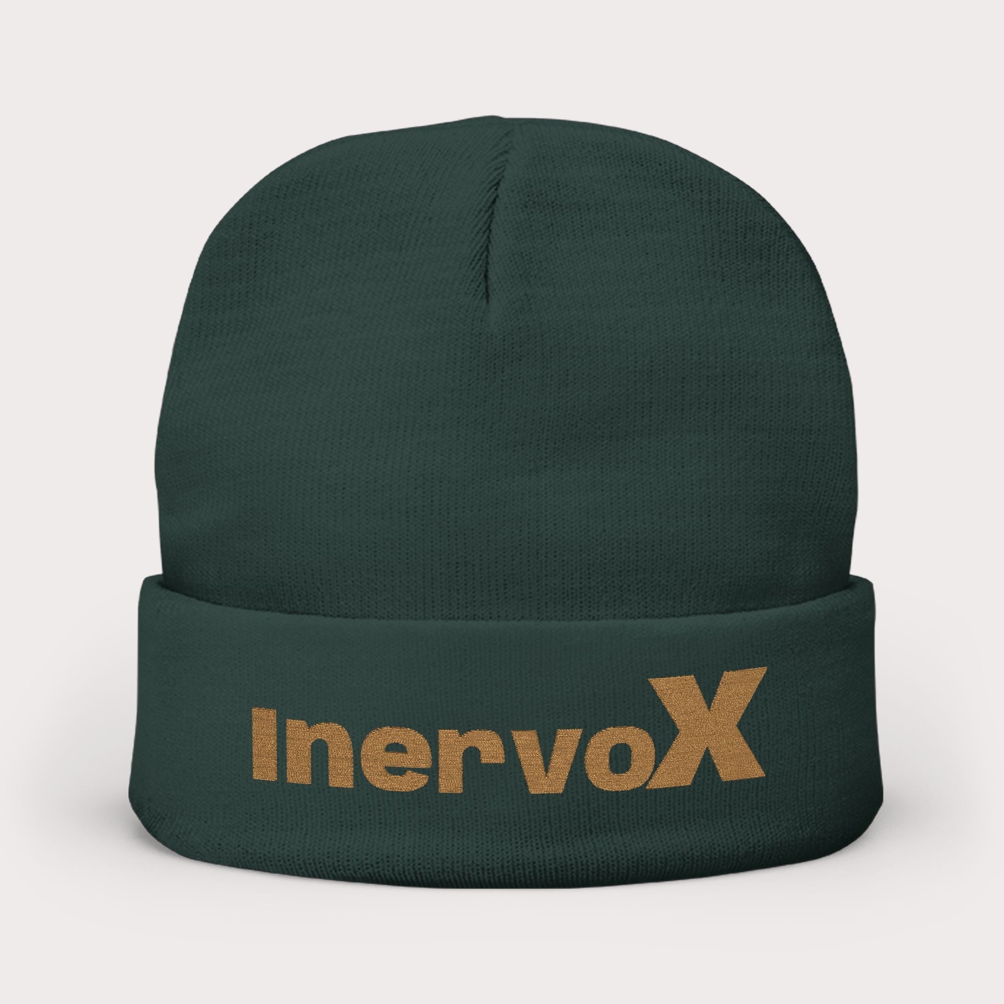 Embroidered Knit Beanie- InervoX Gold Sparkle Logo - InervoX