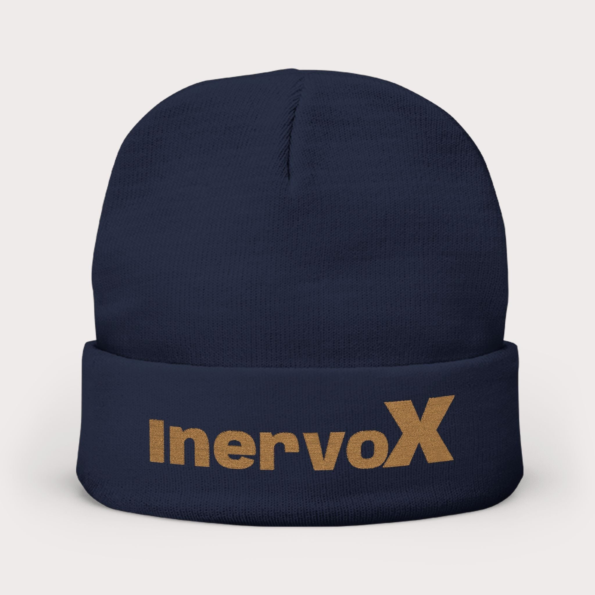 Embroidered Knit Beanie- InervoX Gold Sparkle Logo - InervoX