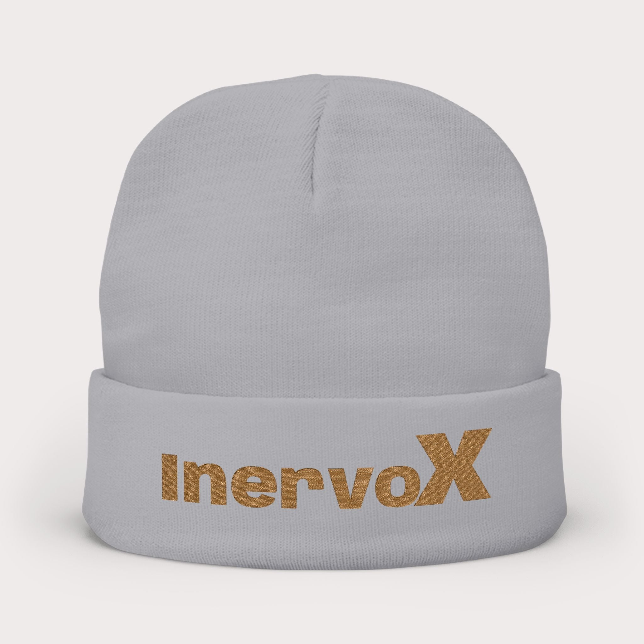 Embroidered Knit Beanie- InervoX Gold Sparkle Logo - InervoX