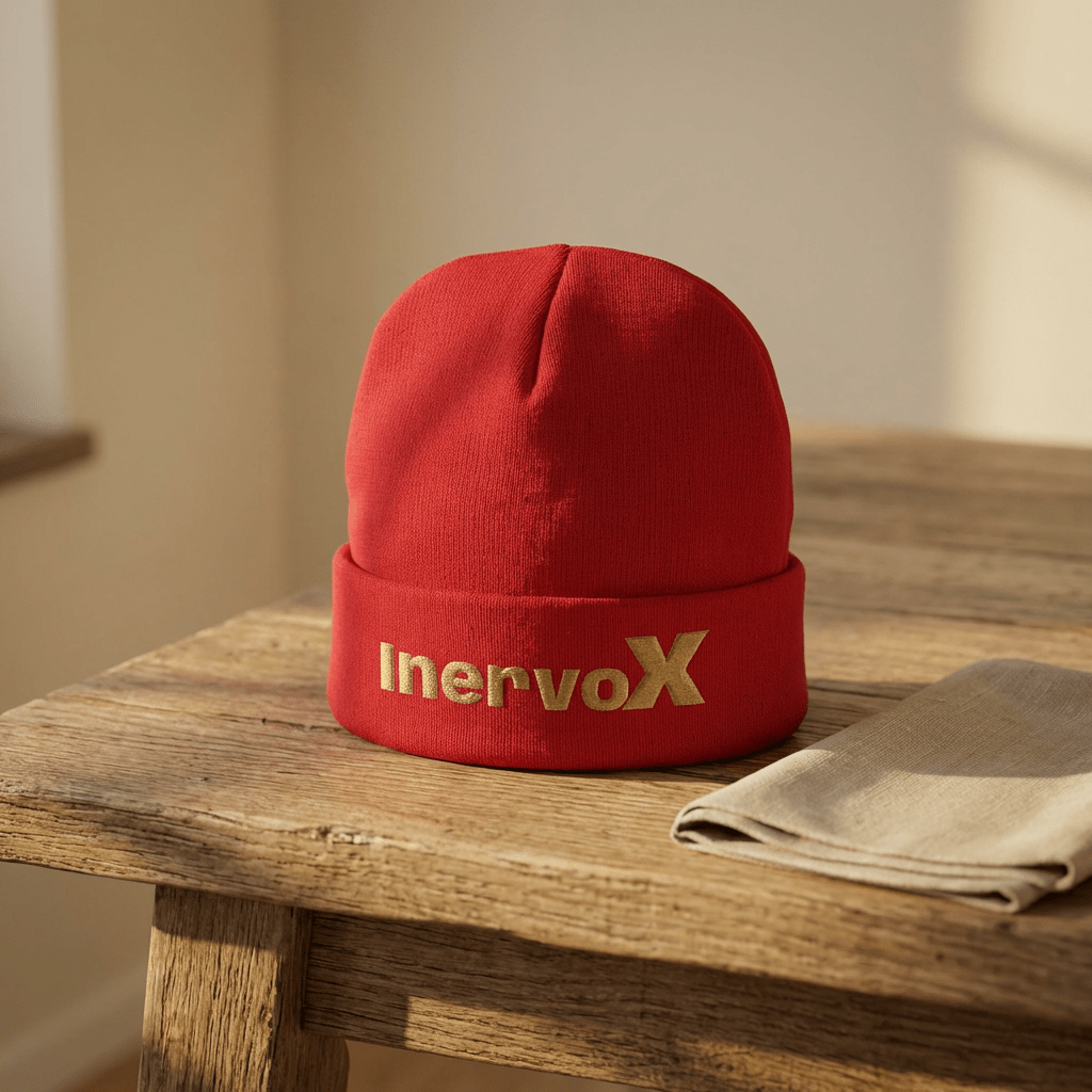 Embroidered Knit Beanie- InervoX Gold Sparkle Logo - InervoX