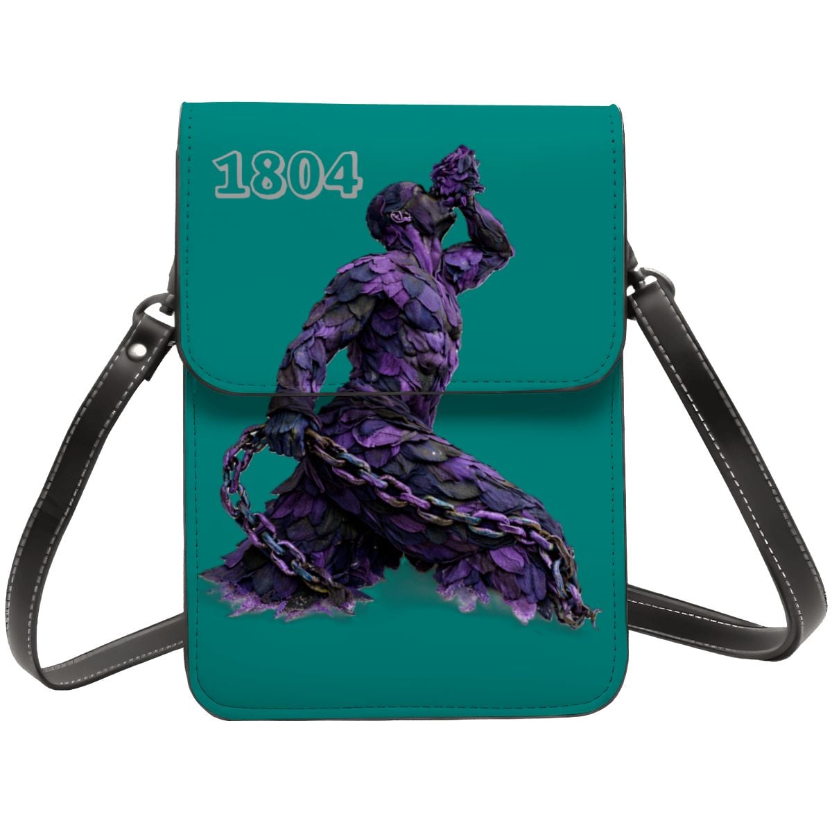 Leather Cell Phone Purse With Shoulder Strap- Purple & Black Neg mawon The calling