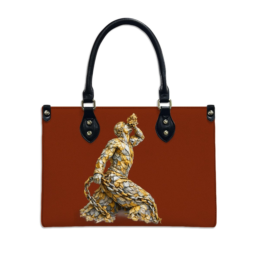 Women's PU Leather Tote Bag – Gold & Silver Neg Mawon Design | Luxury Everyday Shoulder Bag