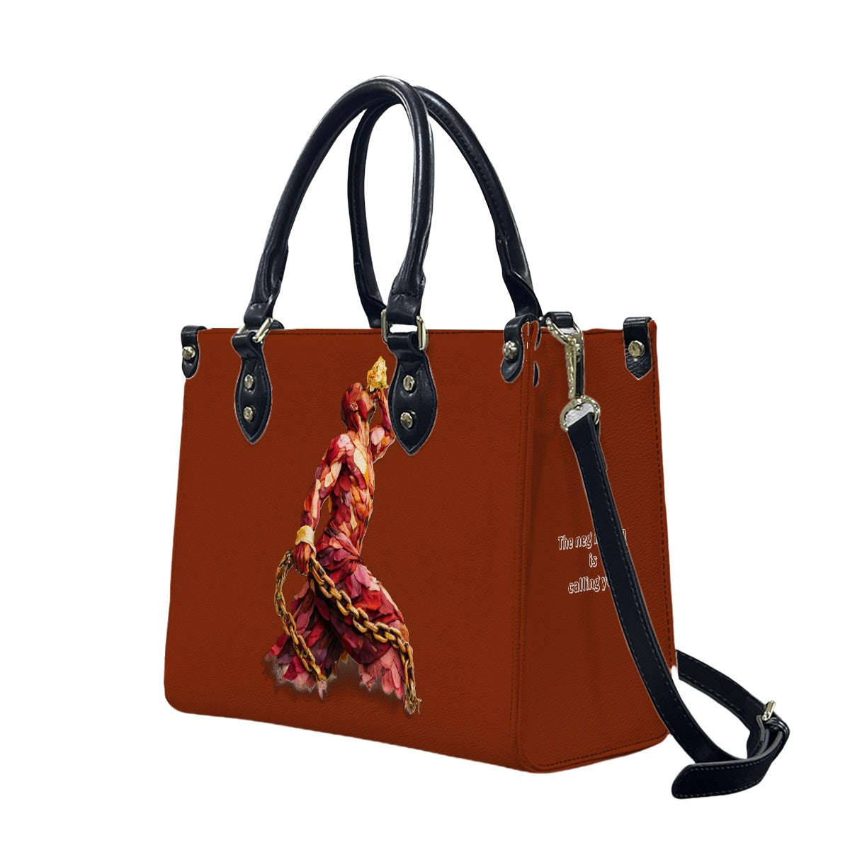 Sac fourre-tout en cuir synthétique pour femmes InervoX Young boy vision Eldar Rouge - Pétale d'or Neg Mawon