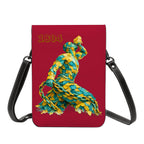 Leather Cell Phone Purse With Shoulder- Green & Yellow Neg Mawon The calling