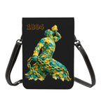 Leather Cell Phone Purse With Shoulder- Green & Yellow Neg Mawon The calling