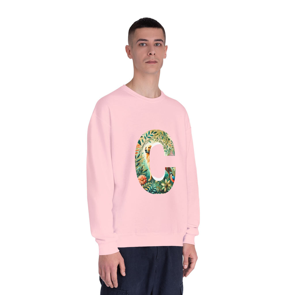 Floral Animal Print Crewneck Sweatshirt Letter C - Unisex ABC Design - InervoX