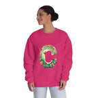 Floral Animal Print Crewneck Sweatshirt Letter C - Unisex ABC Design - InervoX