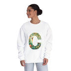 Floral Animal Print Crewneck Sweatshirt Letter C - Unisex ABC Design - InervoX