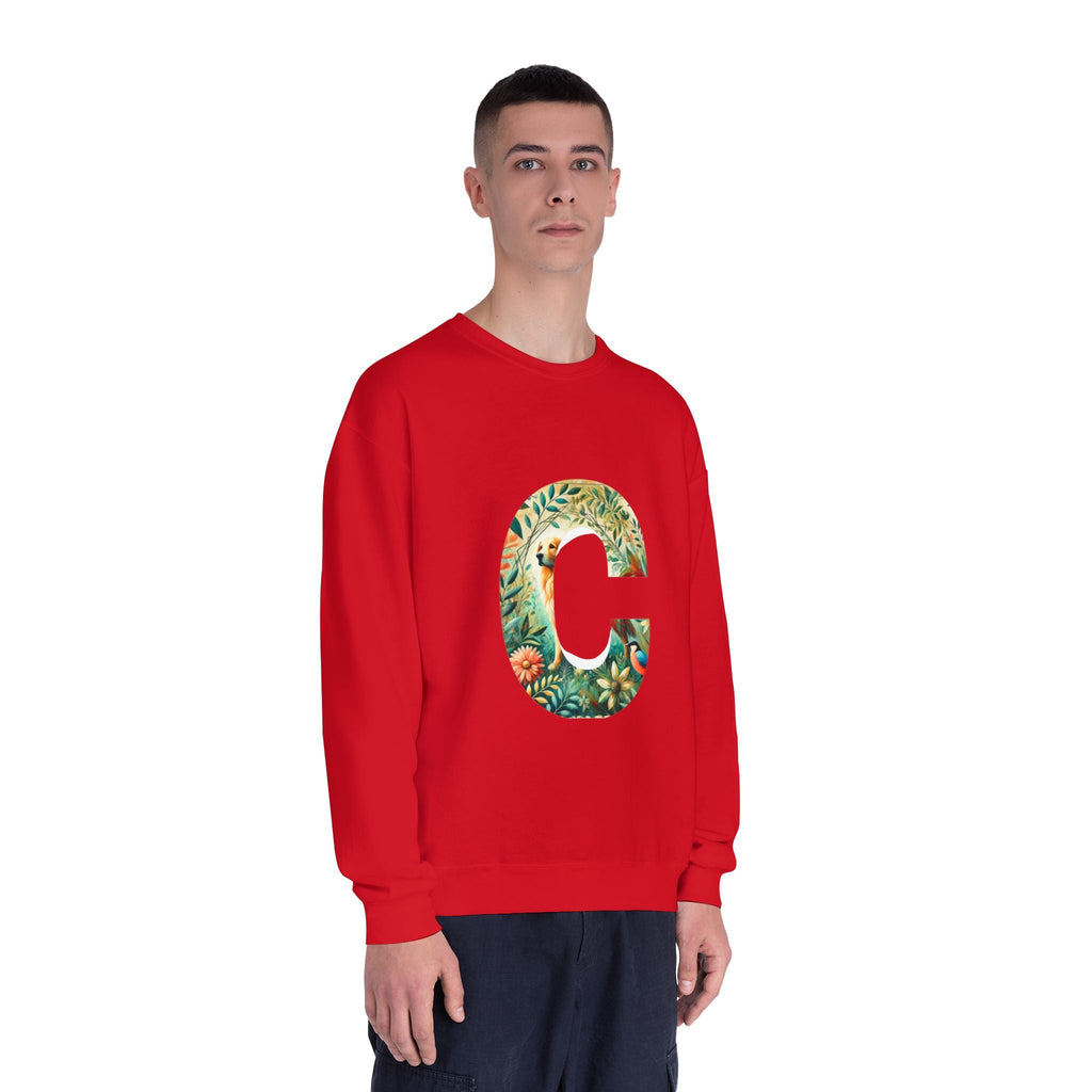 Floral Animal Print Crewneck Sweatshirt Letter C - Unisex ABC Design - InervoX