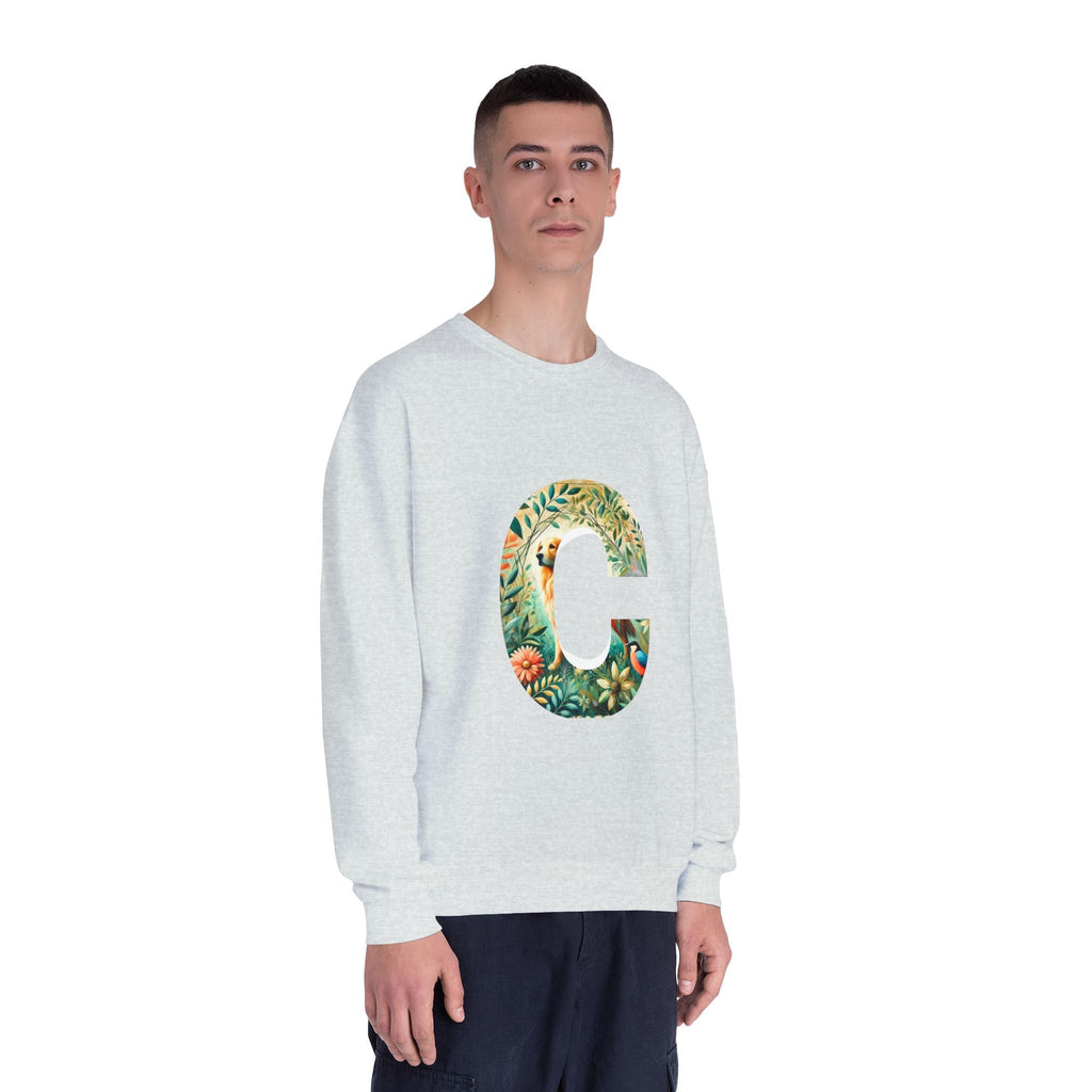 Floral Animal Print Crewneck Sweatshirt Letter C - Unisex ABC Design - InervoX