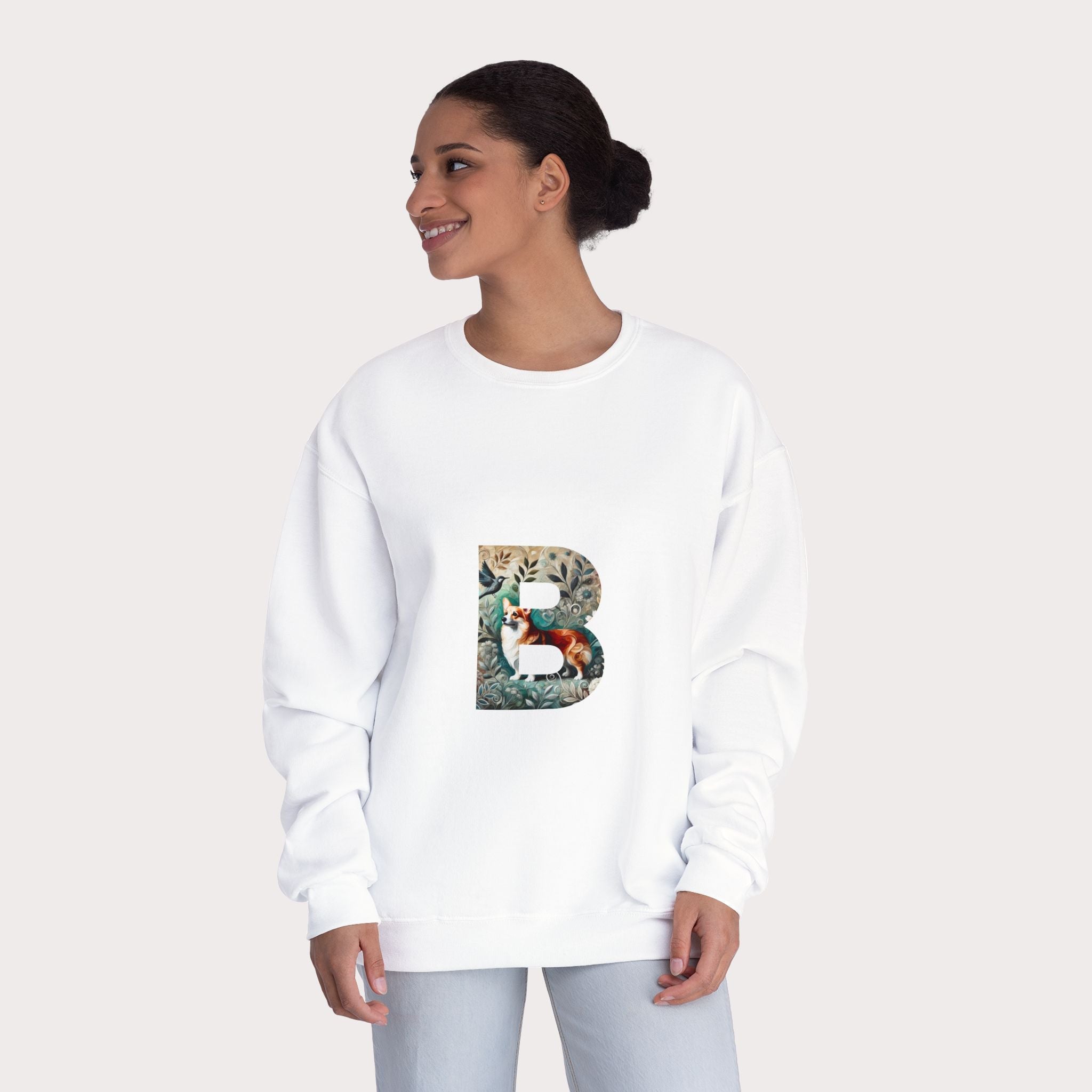 Floral Animal Print Crewneck Sweatshirt - Unisex ABC Design B - InervoX