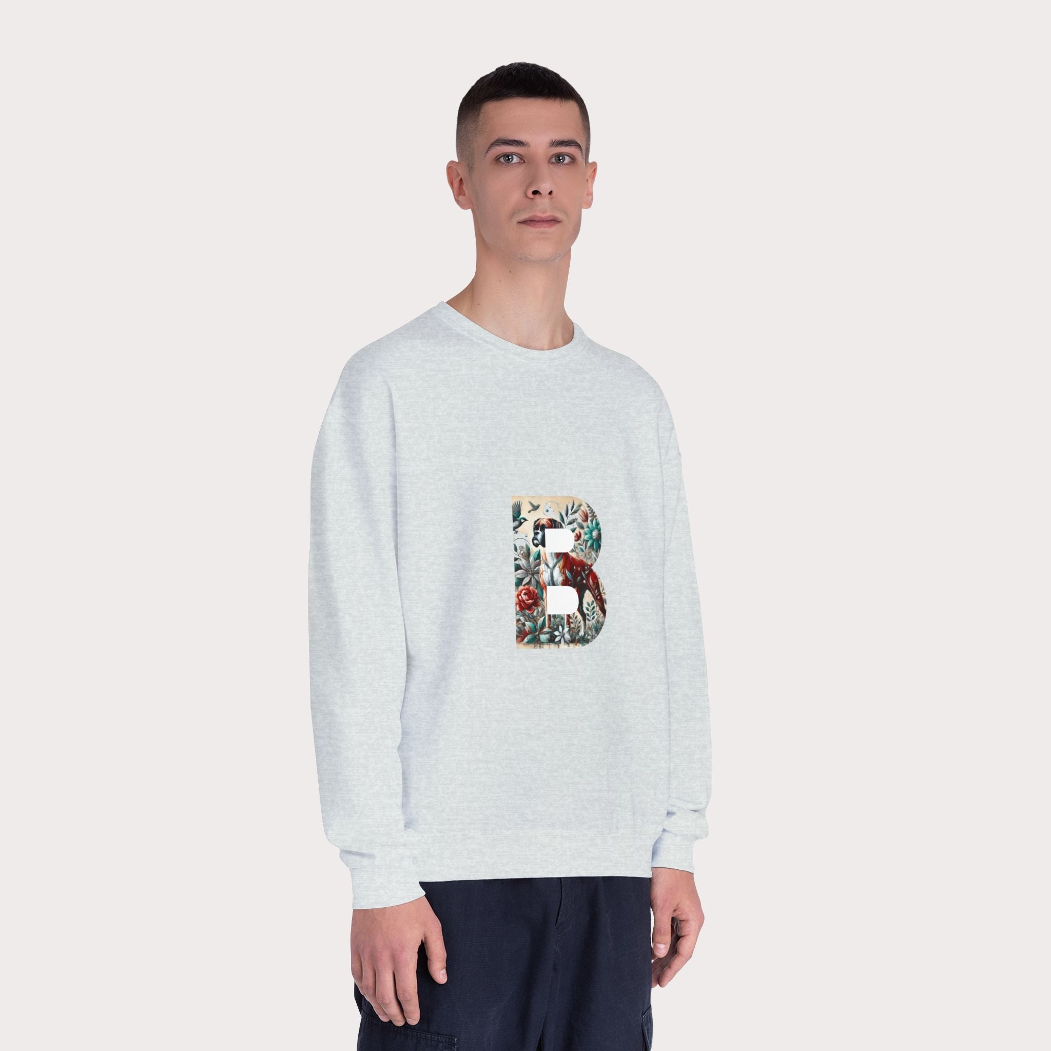 Floral Animal Print Crewneck Sweatshirt - Unisex ABC Design B - InervoX