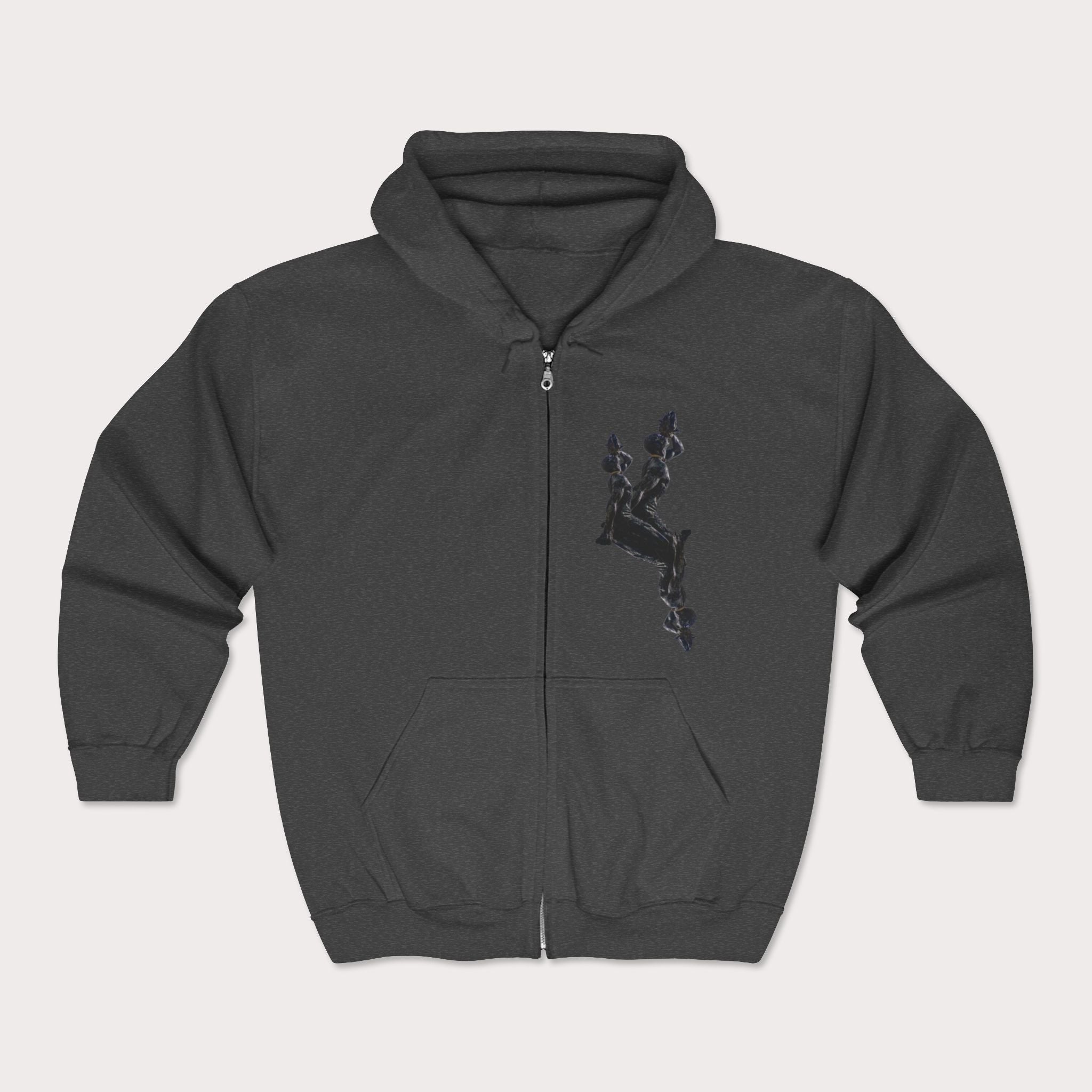 Full Zip Hoodie Minimalist Art Black - InervoX Edition 1 Neg Marron - InervoX