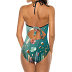 Halter One Piece Swimsuit for Women - Flower pattern - InervoX