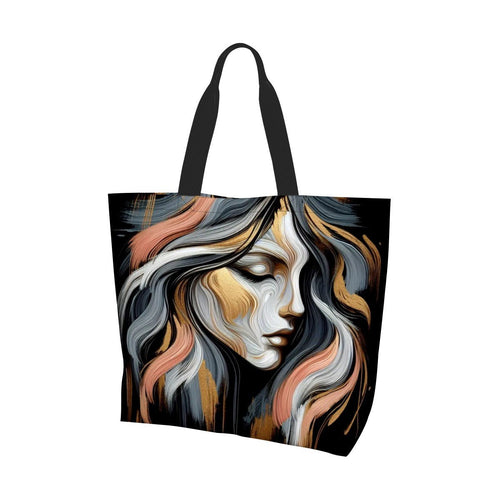 Large Capacity Women’s Tote Bag – Abstract Woman Face Design | Stylish Shoulder Bag - InervoX